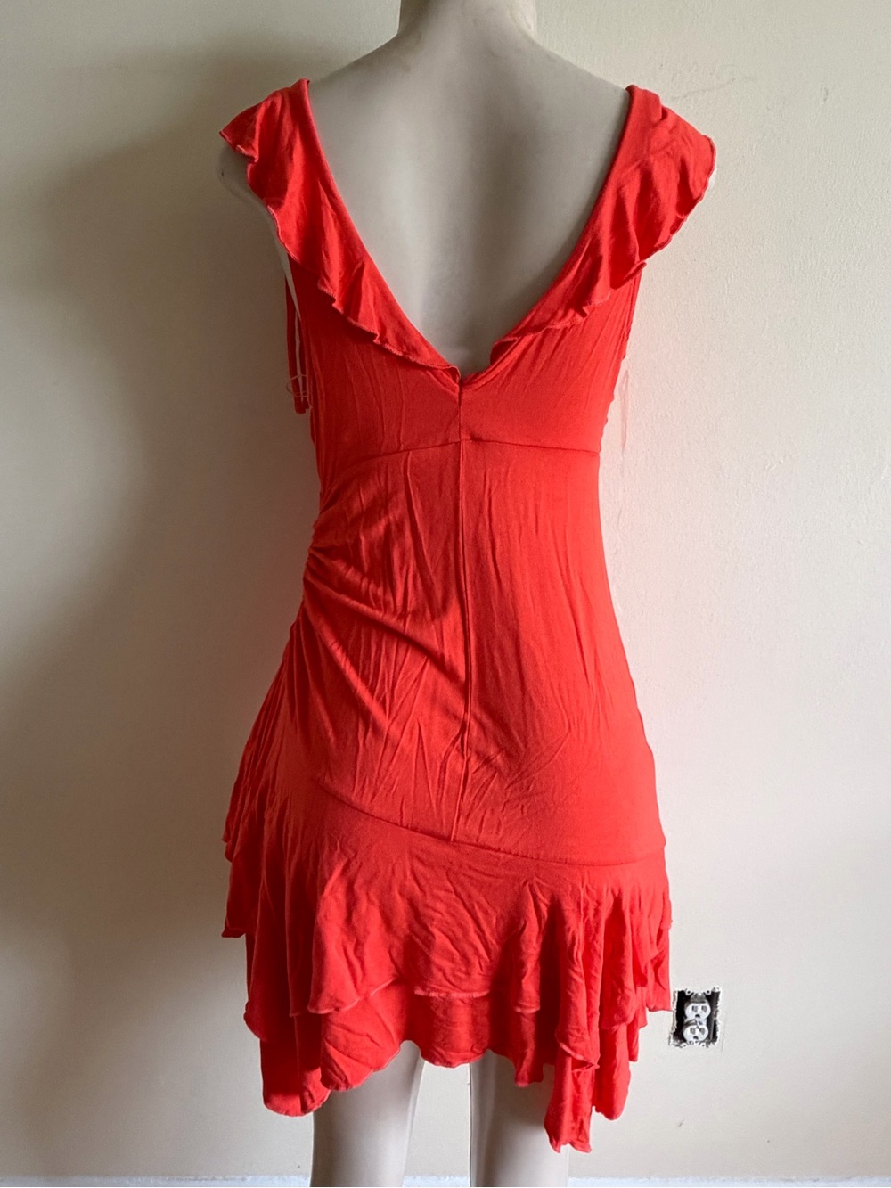 wild fable Coral-Red Ruffle Midi Dress
